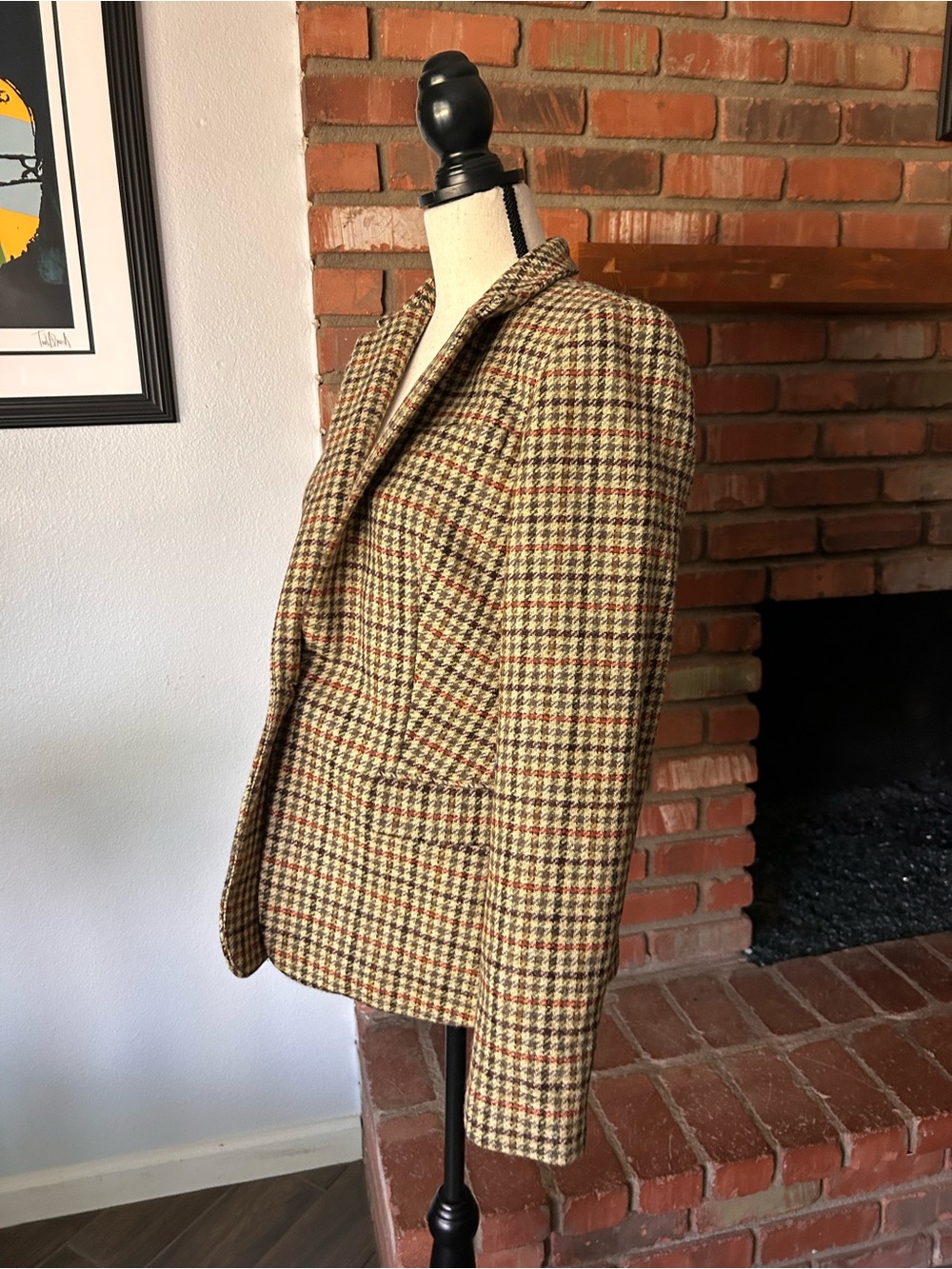 J. Crew Regent Blazer Houndstooth Plaid in Green Coral Multi Sz 6 - Picture 5 of 10